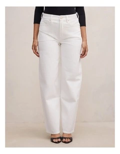 Emma Mid Rise Barrel Leg Jeans in White