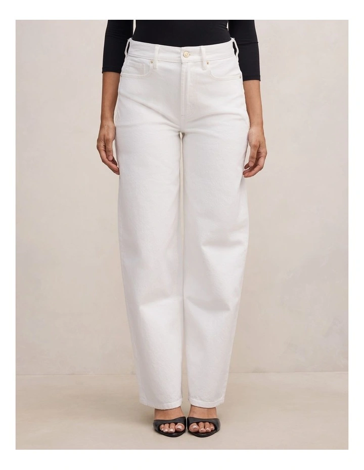 Emma Mid Rise Barrel Leg Jeans in White image 1