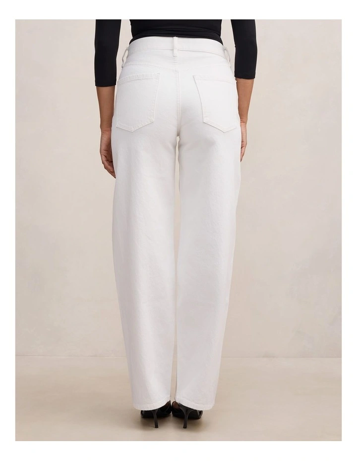 Emma Mid Rise Barrel Leg Jeans in White image 2