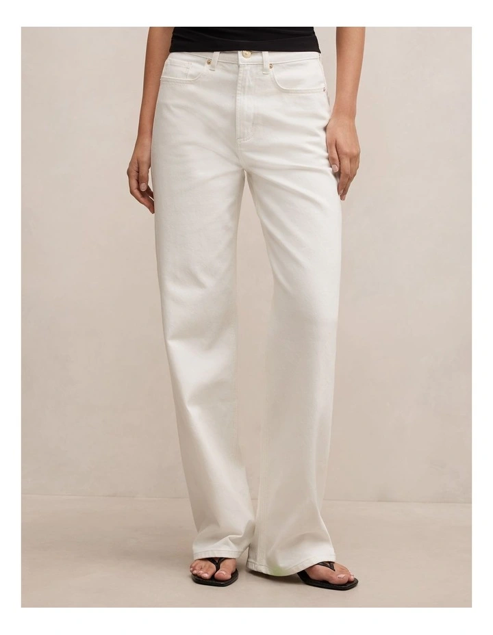 Nicki Mid Rise Straight Jeans in Cream image 1