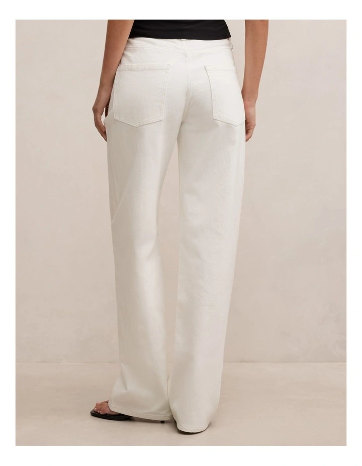 Nicki Mid Rise Straight Jeans in Cream image 2