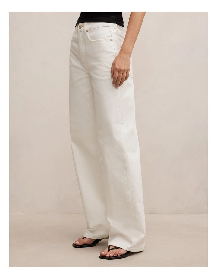 Nicki Mid Rise Straight Jeans in Cream image 3