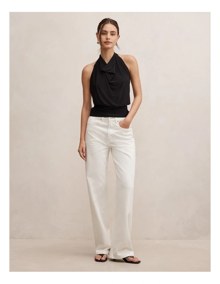 Nicki Mid Rise Straight Jeans in Cream image 5