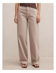 Gia High Rise Wide Leg Jeans in Cream