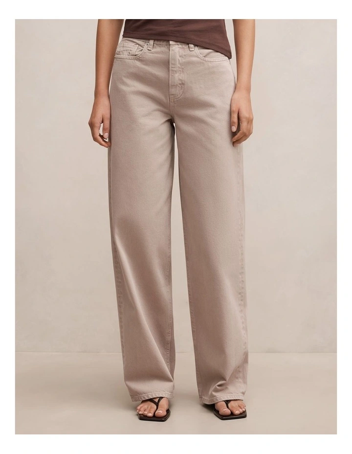Gia High Rise Wide Leg Jeans in Cream image 1