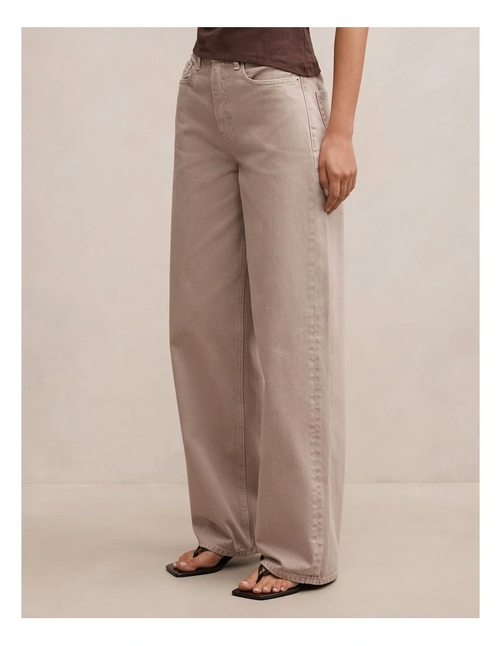Gia High Rise Wide Leg Jeans in Cream image 3
