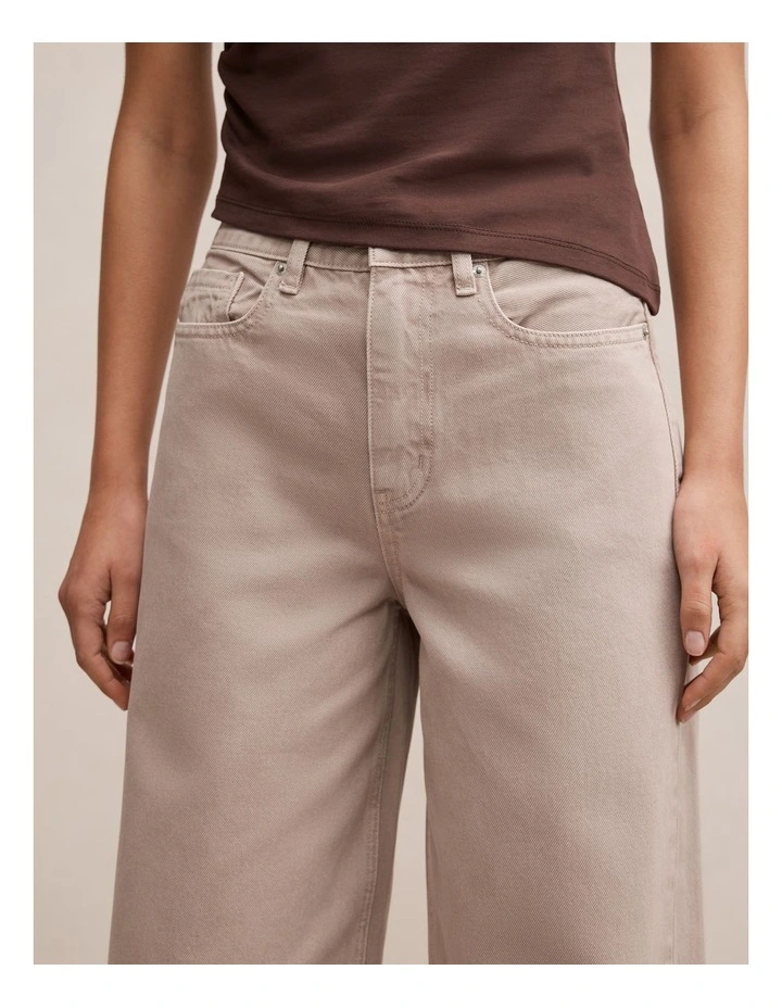 Gia High Rise Wide Leg Jeans in Cream image 4