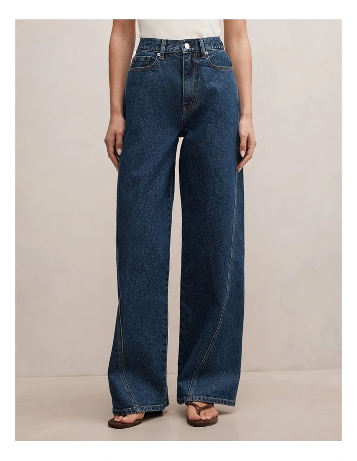 Kate Twisted Seam Wide Leg Jeans in Blue image 1