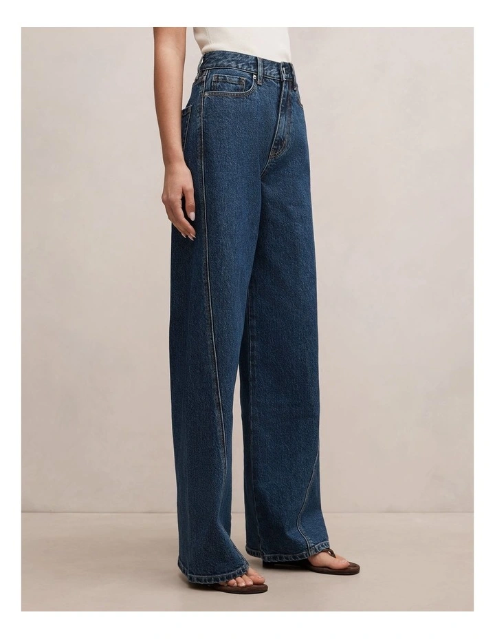 Kate Twisted Seam Wide Leg Jeans in Blue image 3