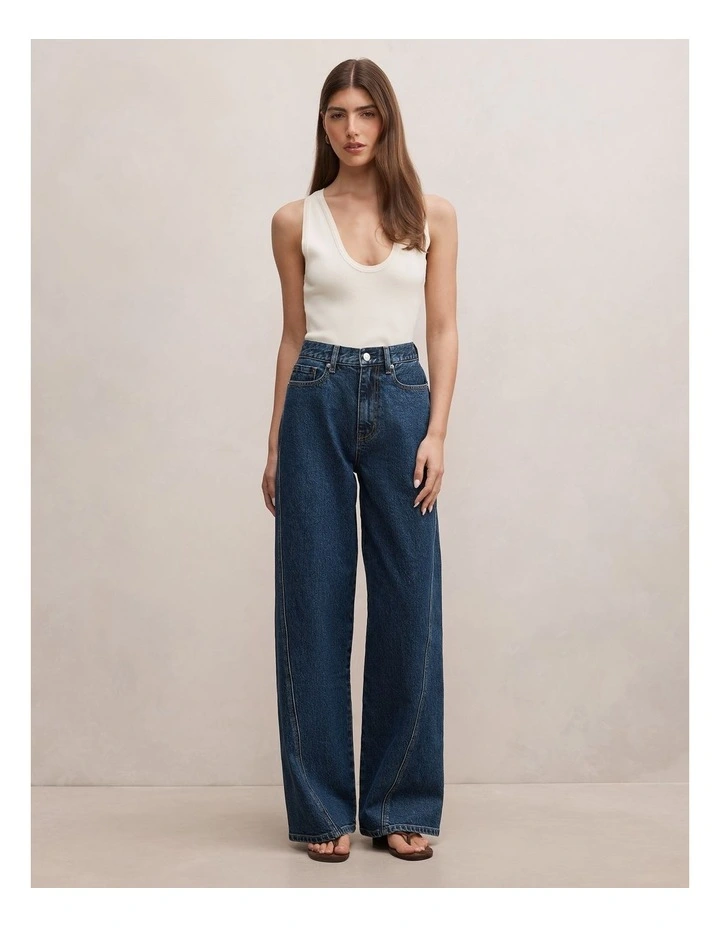 Kate Twisted Seam Wide Leg Jeans in Blue image 5