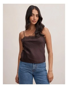 Lyla Lace Camisole Top in Brown