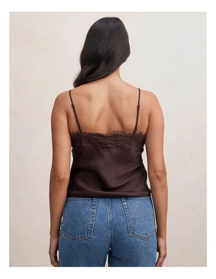Lyla Lace Camisole Top in Brown image 2