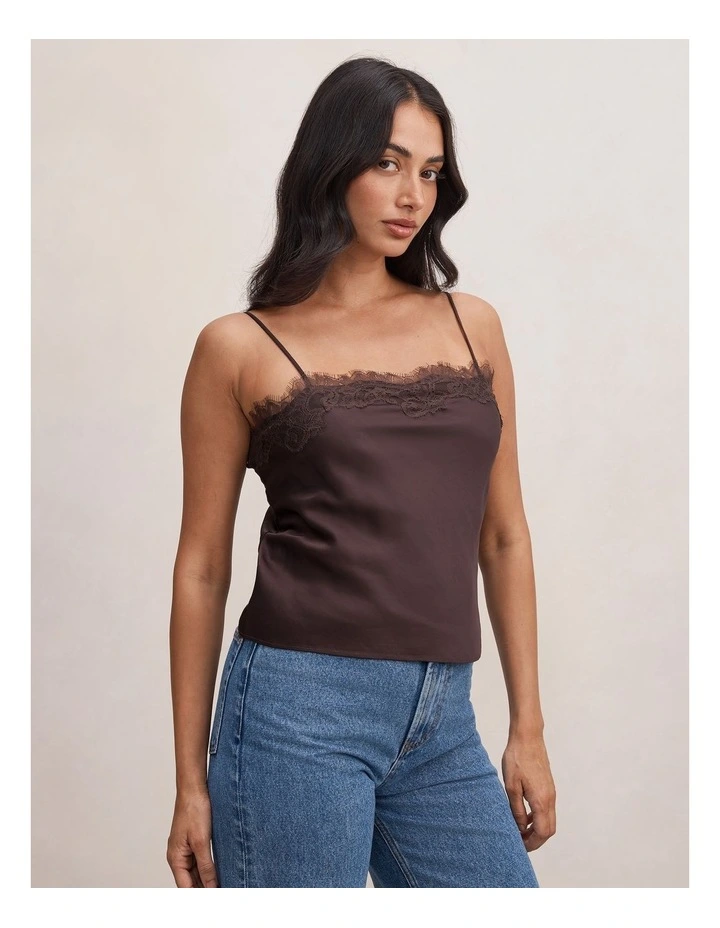 Lyla Lace Camisole Top in Brown image 3