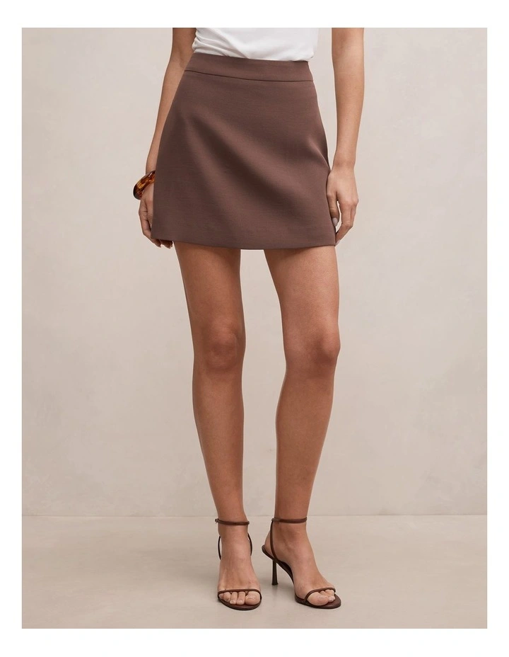 Demi Tailored Mini Skirt in Chocolate image 1