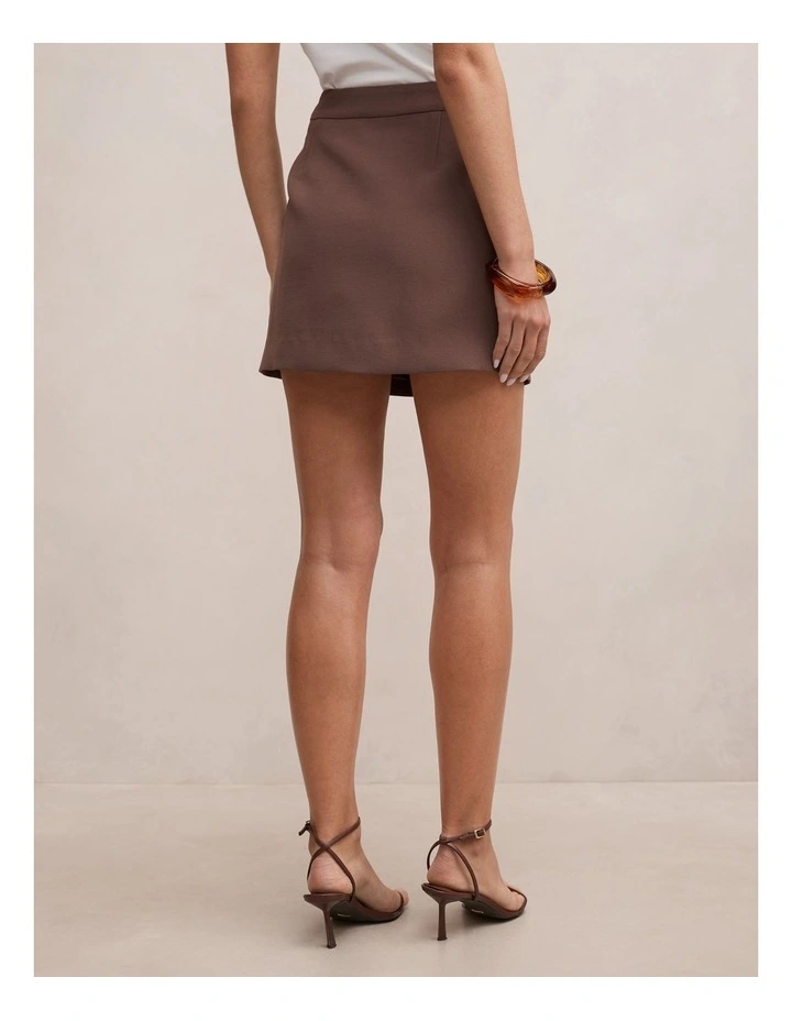 Demi Tailored Mini Skirt in Chocolate image 2