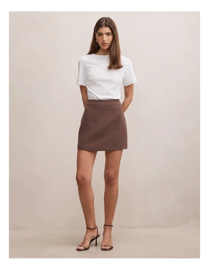 Demi Tailored Mini Skirt in Chocolate image 5