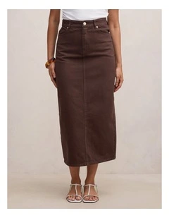 Paloma Denim Maxi Skirt in Brown