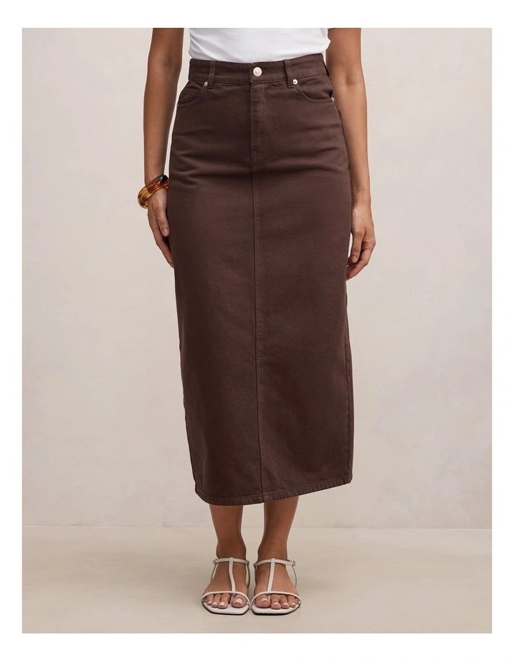 Paloma Denim Maxi Skirt in Brown image 1