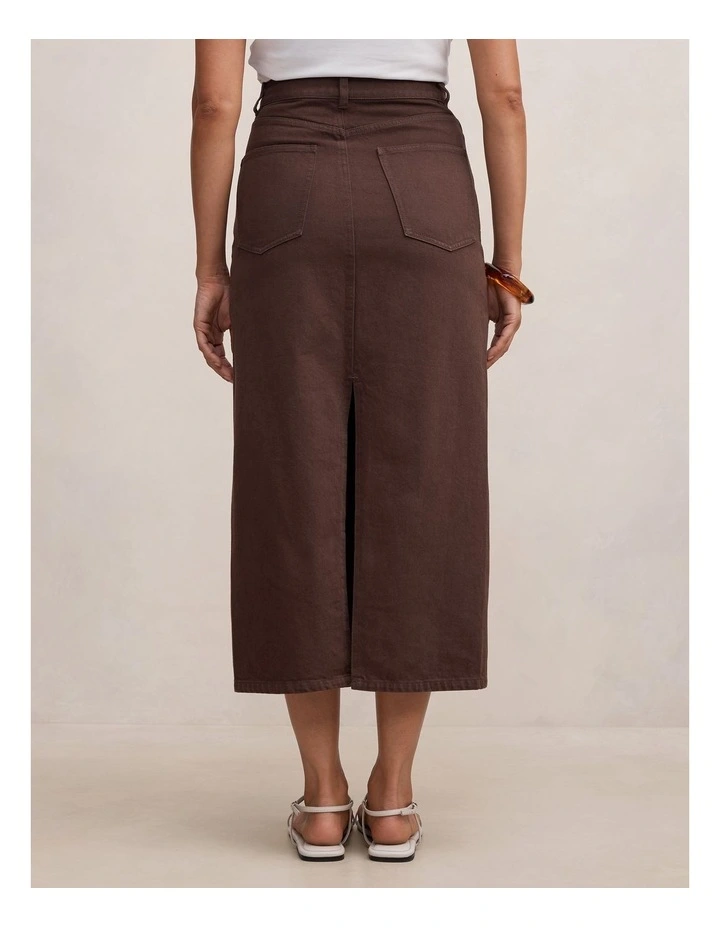 Paloma Denim Maxi Skirt in Brown image 2