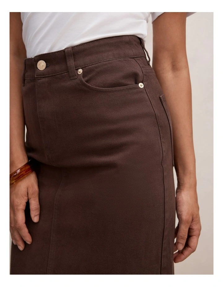 Paloma Denim Maxi Skirt in Brown image 4