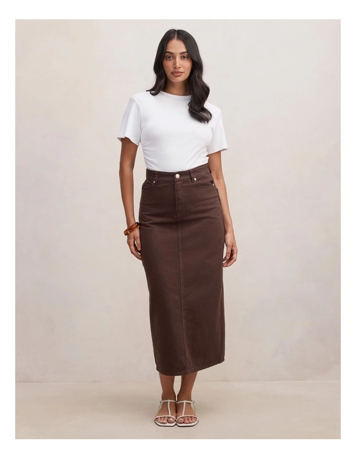 Paloma Denim Maxi Skirt in Brown image 5