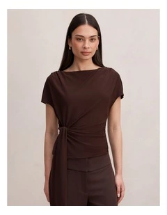 Celine Tie Detail Top in Brown