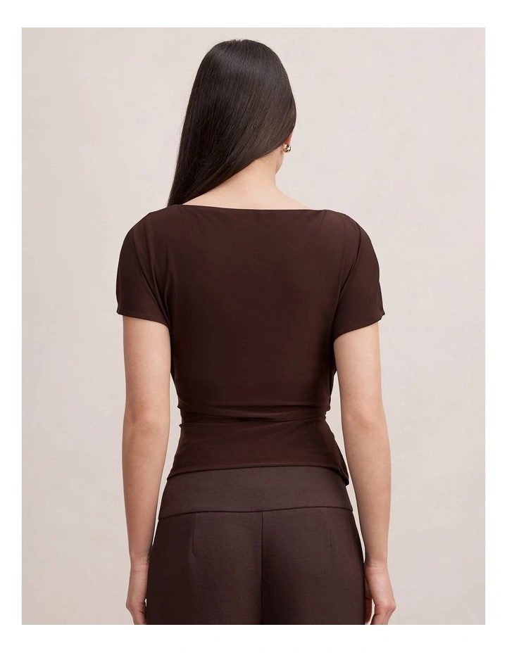 Celine Tie Detail Top in Brown image 2