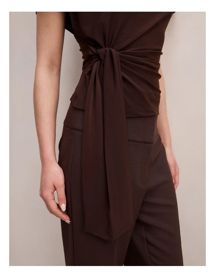 Celine Tie Detail Top in Brown image 4