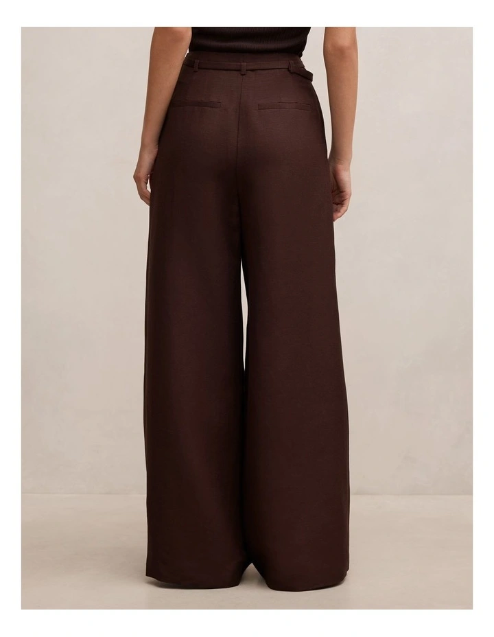 Matilda Linen Blend Wide Leg Pants in Chocolate image 2