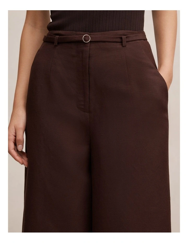 Matilda Linen Blend Wide Leg Pants in Chocolate image 4