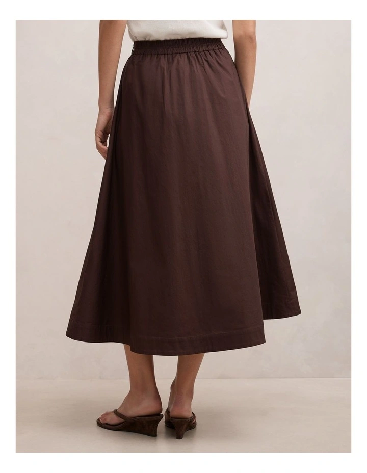 Chrissy Cotton Midi Skirt in Brown image 2