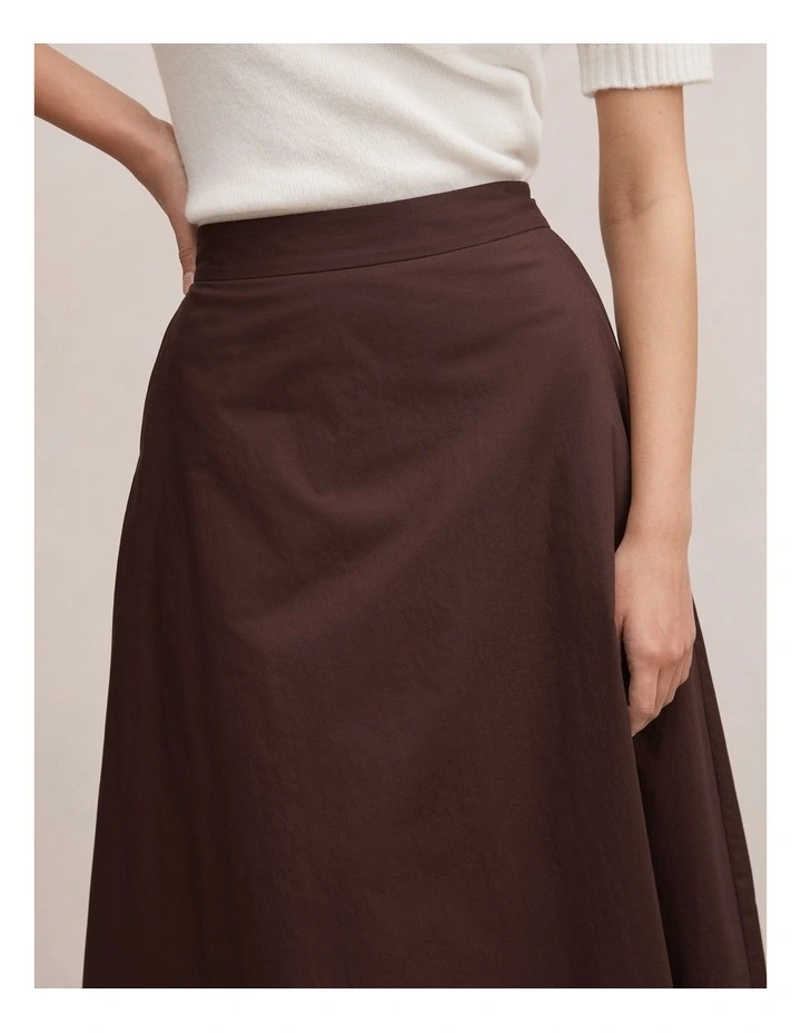 Chrissy Cotton Midi Skirt in Brown image 4