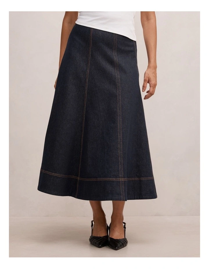 Georgia Denim Maxi Skirt in Blue image 1