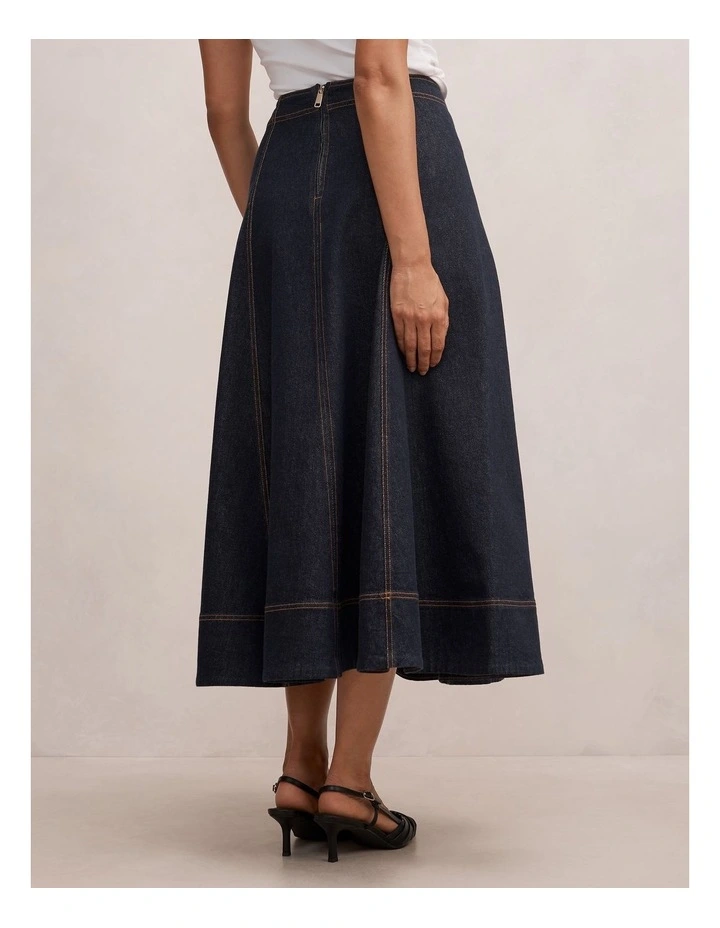 Georgia Denim Maxi Skirt in Blue image 2