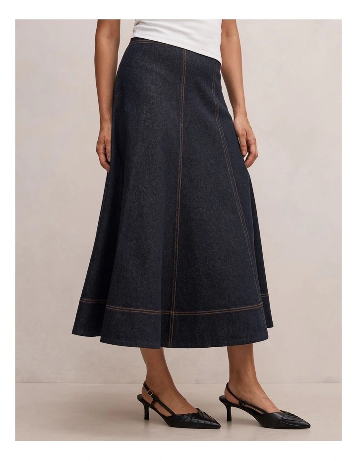 Georgia Denim Maxi Skirt in Blue image 3