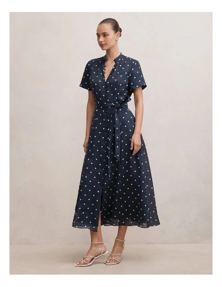 Therese Short Sleeves Midi Dress in Navy image 3