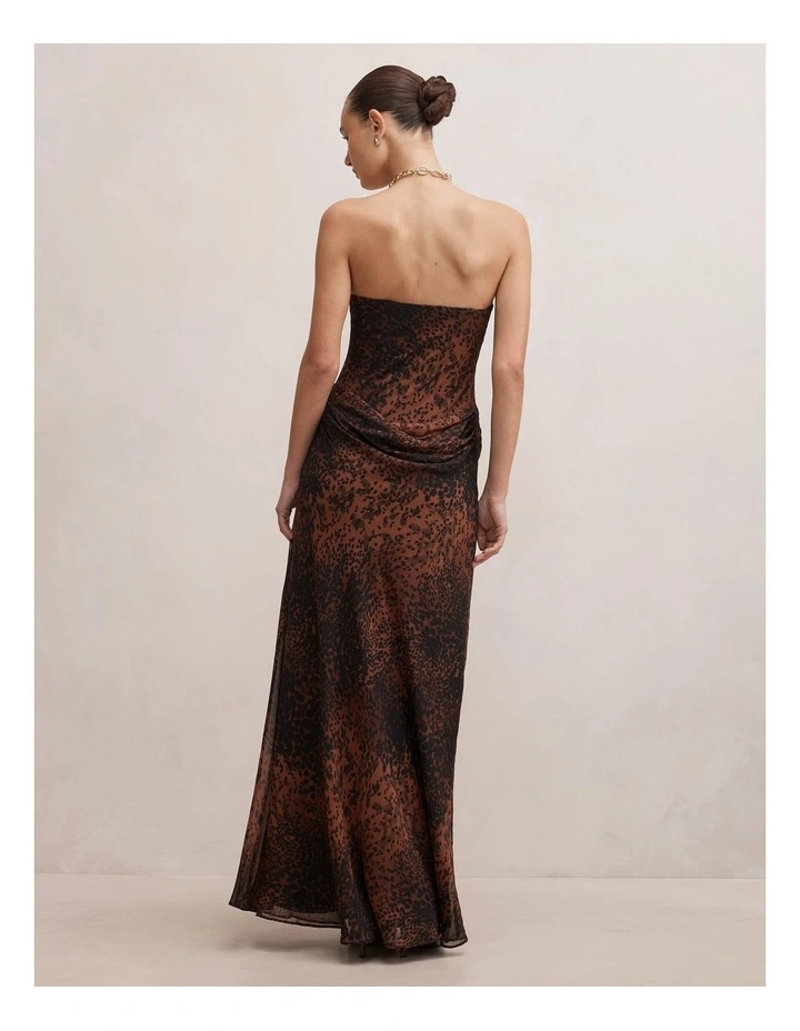 Gwynne Draped Strapless Maxi Dress in Multi Spot Print image 2