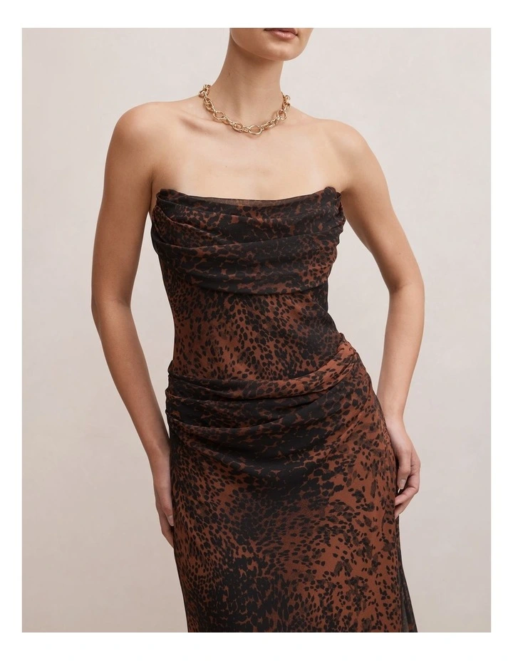 Gwynne Draped Strapless Maxi Dress in Multi Spot Print image 4