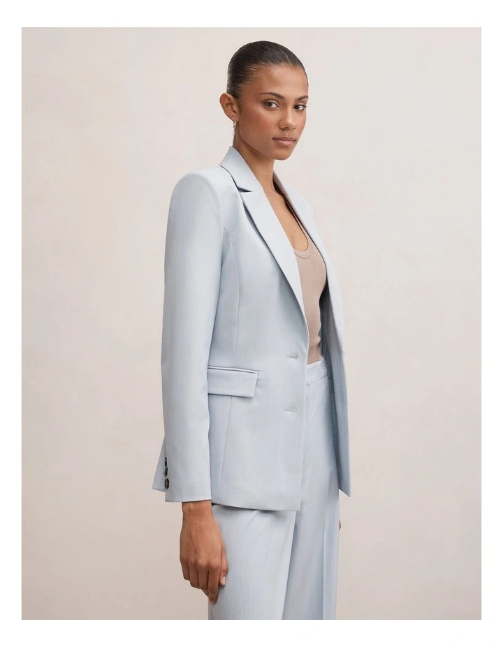 Cecilia Nipped Waist Blazer in Blue image 3