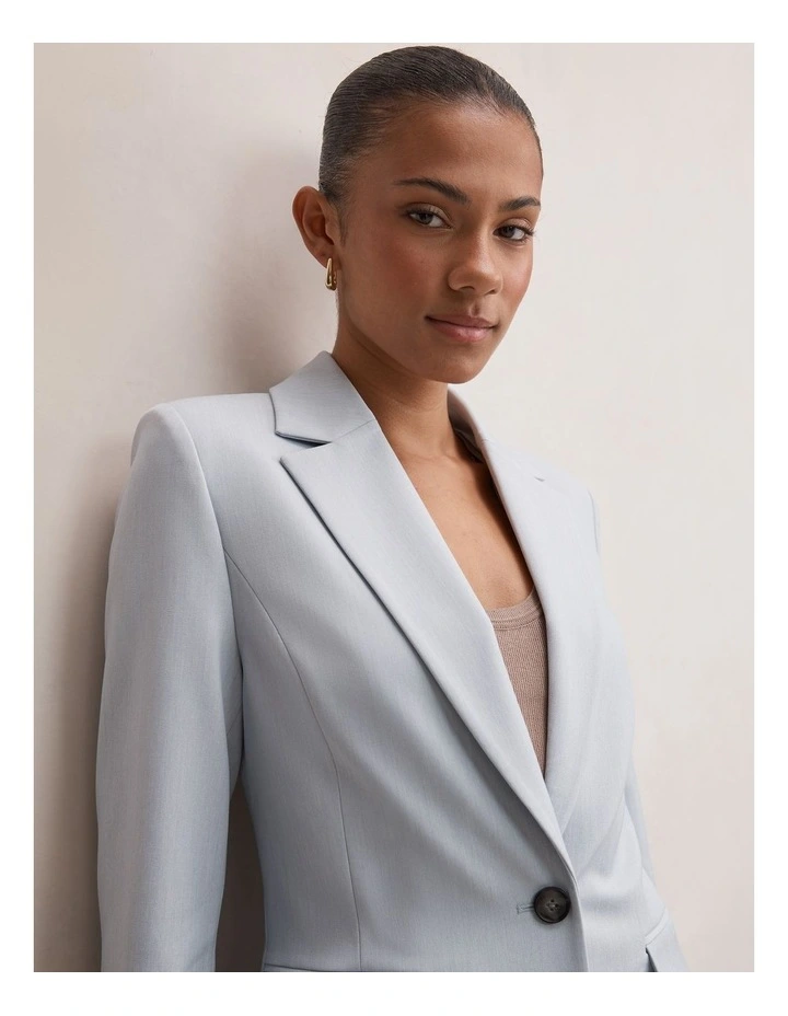 Cecilia Nipped Waist Blazer in Blue image 4