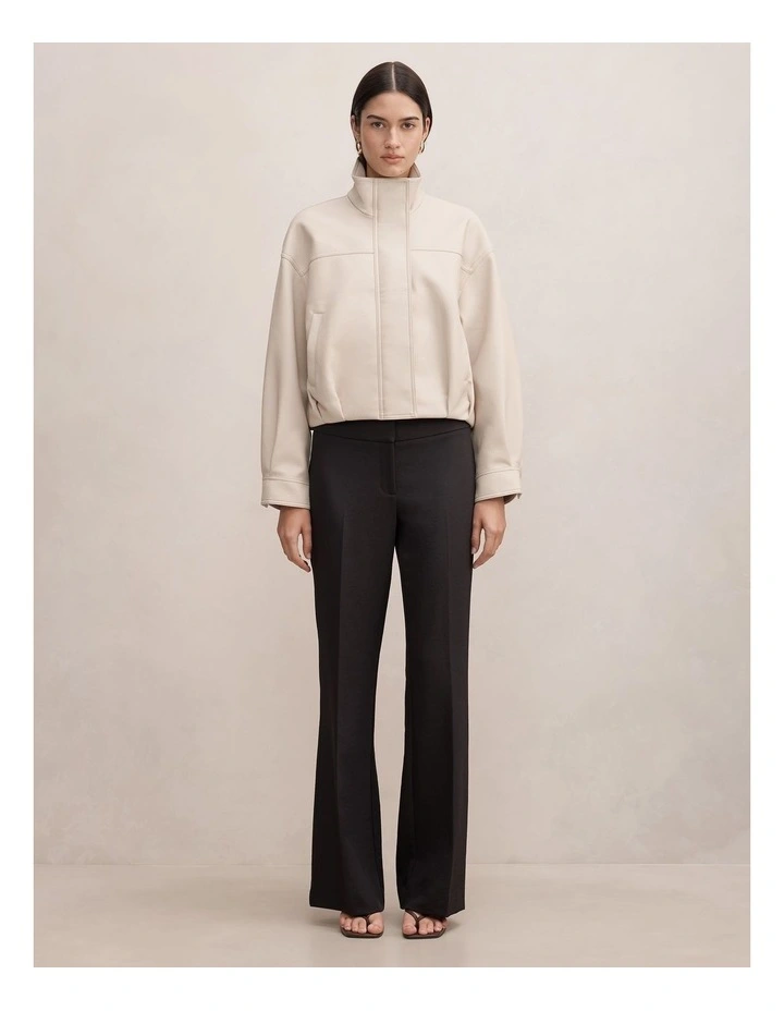 Shay Funnel Neck Bomber Jacket in Beige image 5