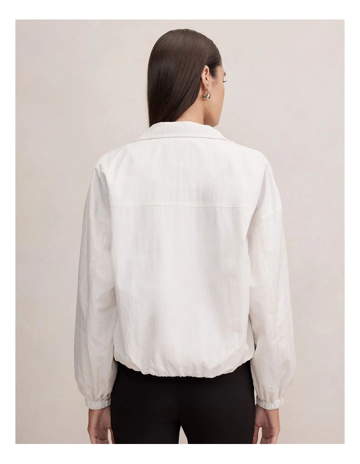 Eliza Funnel Neck Windbreaker Jacket in White image 2