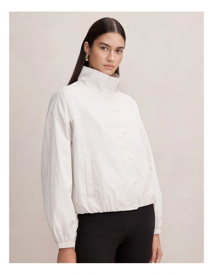 Eliza Funnel Neck Windbreaker Jacket in White image 3