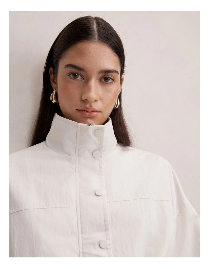 Eliza Funnel Neck Windbreaker Jacket in White image 4