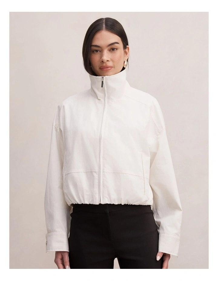 Brooke Funnel Neck Jacket in White image 1