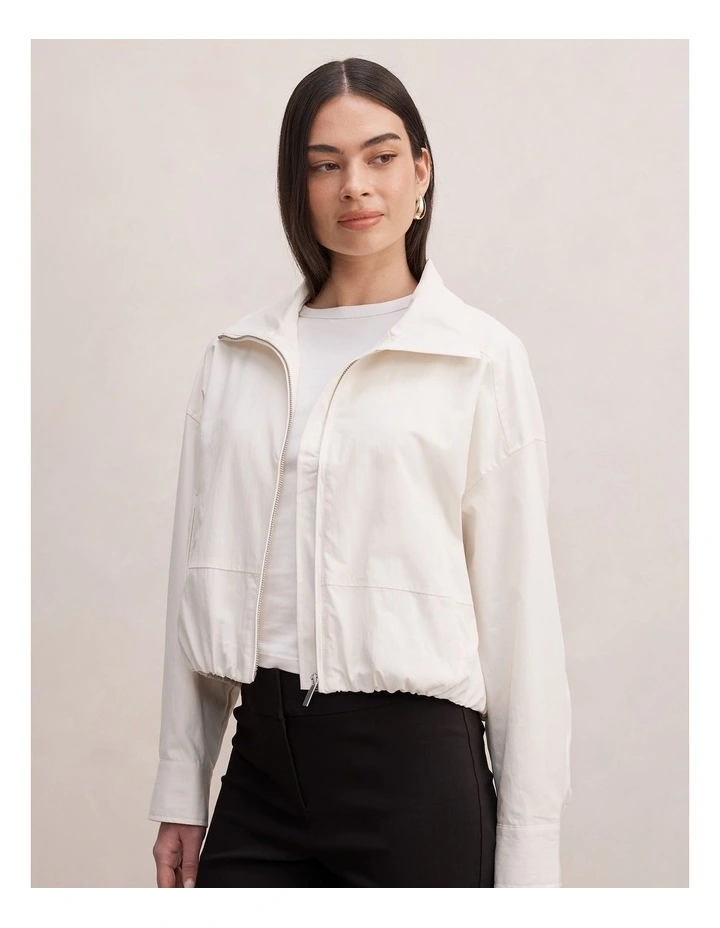 Brooke Funnel Neck Jacket in White image 3