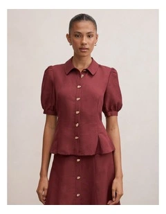 Foster Button Down Top in Red