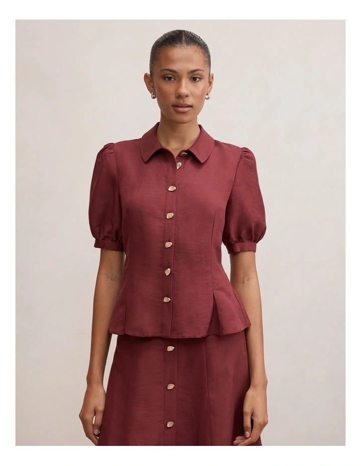 Foster Button Down Top in Red image 1