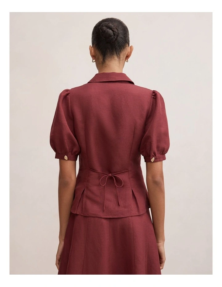 Foster Button Down Top in Red image 2