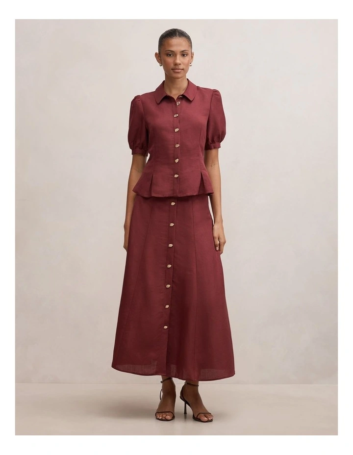 Foster Button Down Top in Red image 5